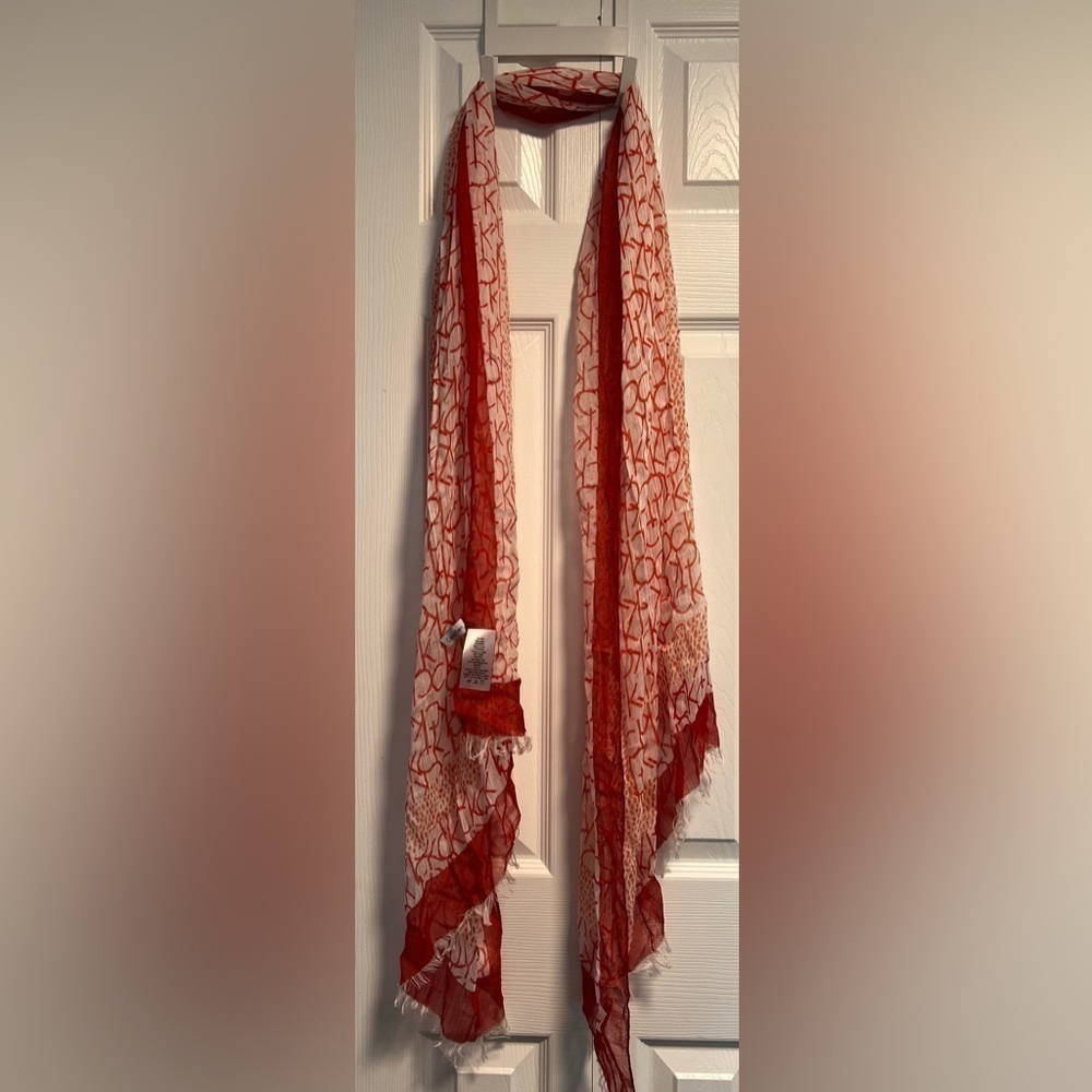 Calvin Klein Logo Red Scarf